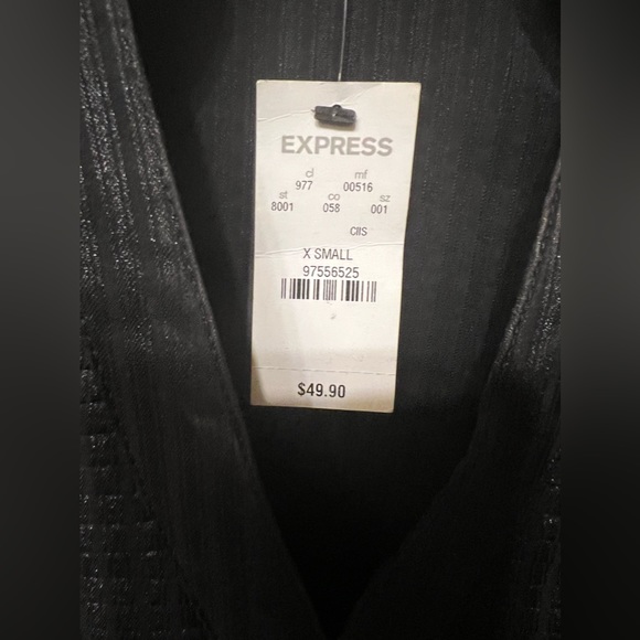 Express Blouse Black Pleated Striped NWT XS - Picture 3 of 5